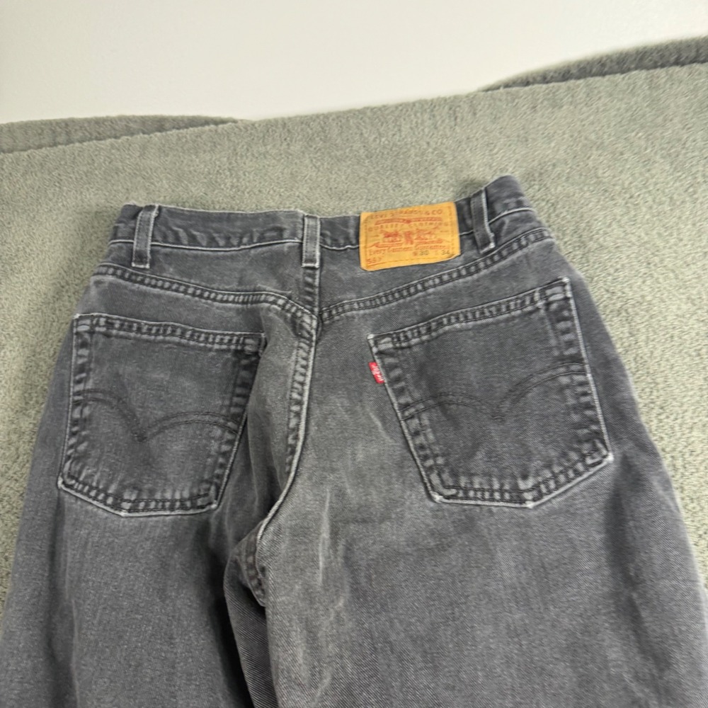 Levis 550 Relaxed Fit Jeans Mens 30x34 Faded Black Made in USA Vintage Denim